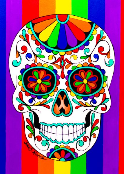 Rainbow Sugar skull