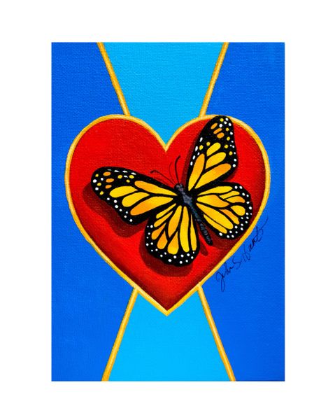 Butterfly Heart 5x7 acrylic on canvas