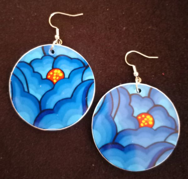 Blue oaxaca floral earrings