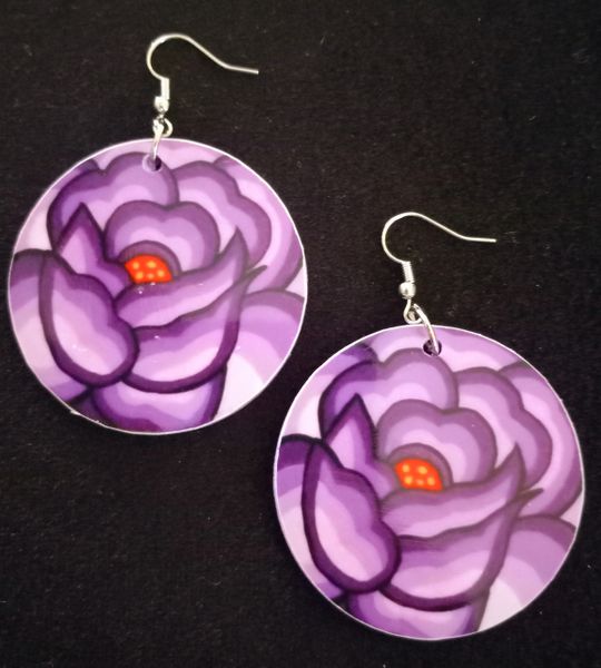 Purple oaxaca floral earrings