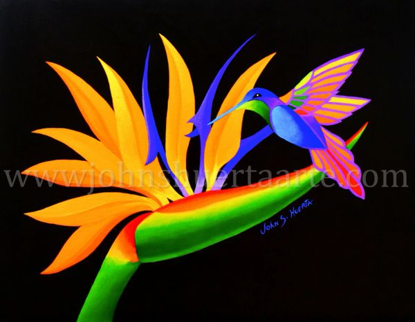 Bird of Paradise with Hummingbird II