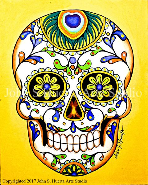 Peacock sugar skull