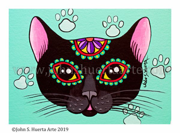 Black sugar skull cat