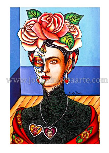 Frida in black lace art greeting card
