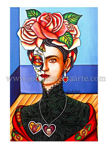 Frida in black lace art greeting card