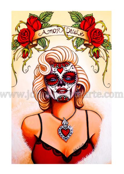 Amor Duele Marilyn Monroe art greeting card