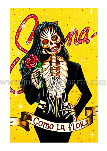 Como la Flor art greeting card