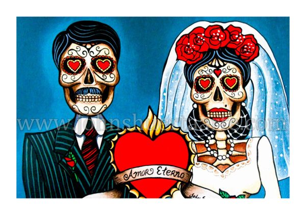 Sugarskull Amor Eterno art greeting card