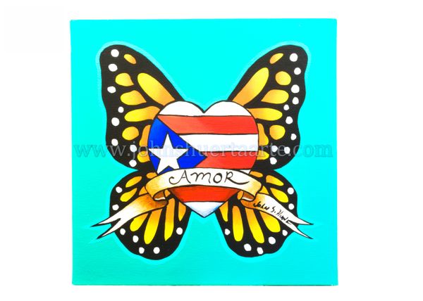 Heart Amor Puerto Rico art greeting card