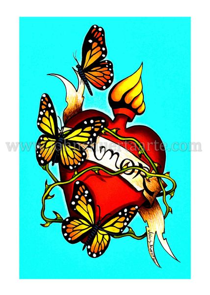 Heart and Butterflies I art greeting card