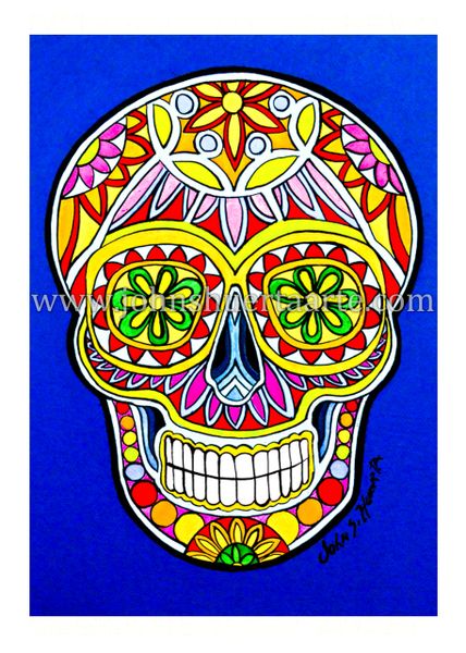 Sugarskull Blue art greeting card