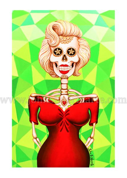 Marilyn in Red art greeting card