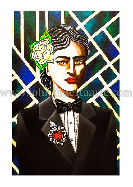 Frida in Tux art greeting card