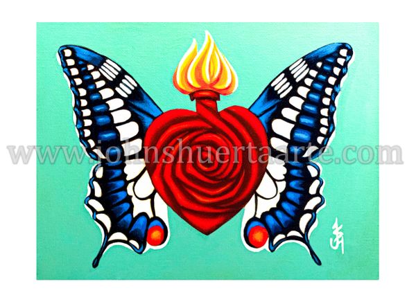 Sacred Rose Heart V art greeting card