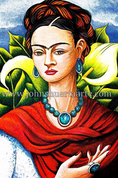 Frida in Calla lily garden art greeting card