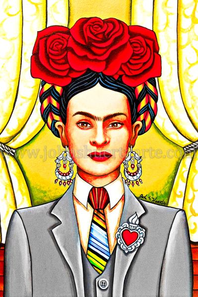 Frida in suit art greeting card