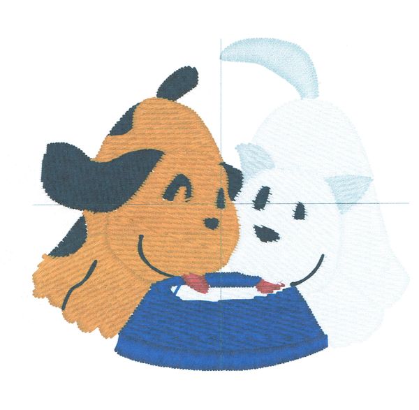 Cat and Dog with Bowl Embroidery Design