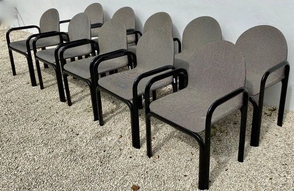 Set of Ten Dining Chairs by Gae Aulenti for Knoll International, Signed, 1975s