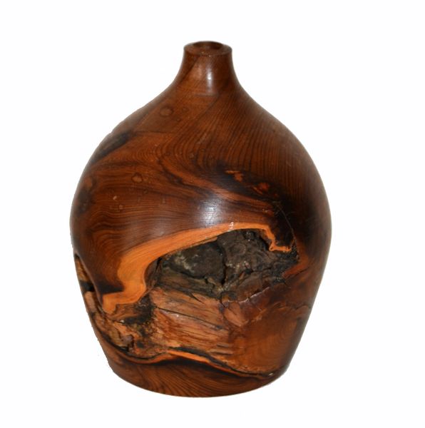 English Handcrafted Cockhill Crafts Sculptural Turned Yew Vase