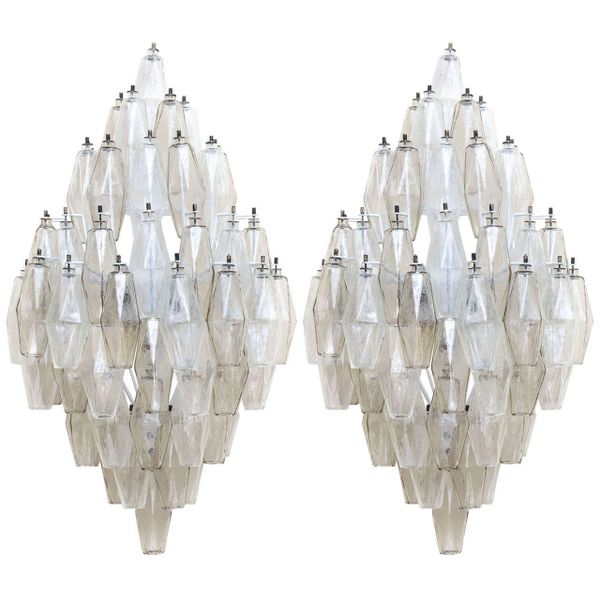 Pair of Large Polyhedral Ornament Sconces by Carlo Scarpa
