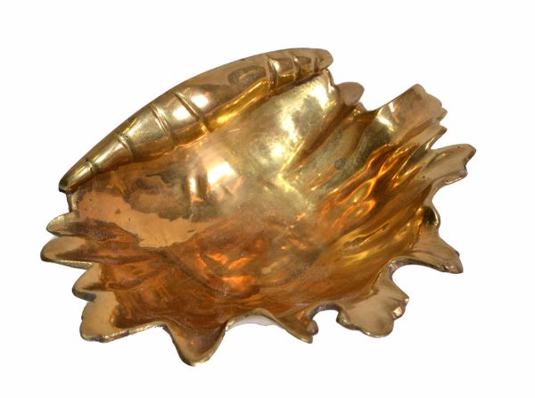 Hollywood Regency Bronze Footed Nautical Seashell Catchall, Bowl, Raymor, Italy