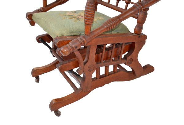 Antique Rocking Chair Hand Carved & Turned Walnut Wood | Galleria d