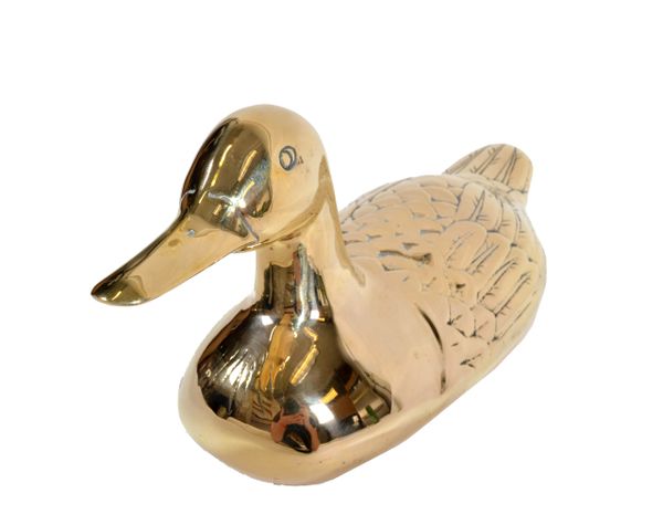 Mid-Century Modern Life Size Bronze Duck, Animal Sculpture, Table Decor