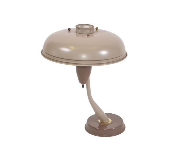 1950s Mid-Century Modern Space Age Brown Metal & Brass Table Lamp