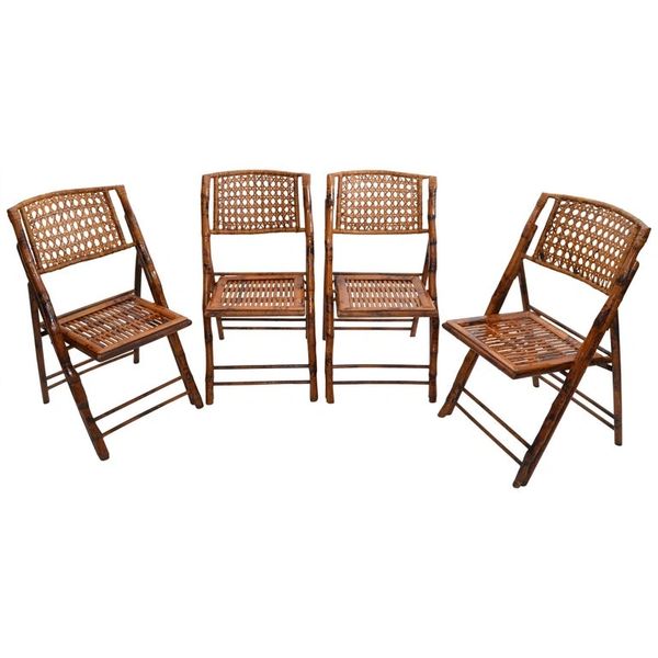 Boho Chic Mid Century Modern Handcrafted Bamboo Cane Chairs 4 Galleria D Epoca Vintage Designer Furniture