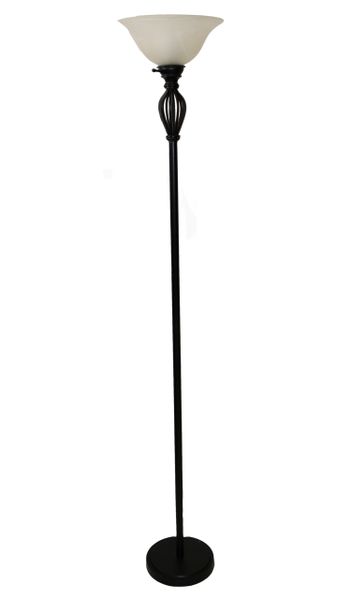 Contemporary Modern Bronze Finish, Blown Murano Glass & Wrought Iron Floor Lamp