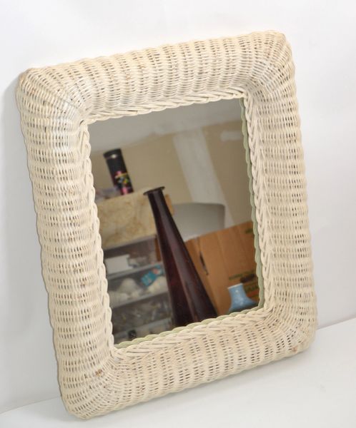 Mid-Century Modern Rectangular Handmade White Finished Mirror