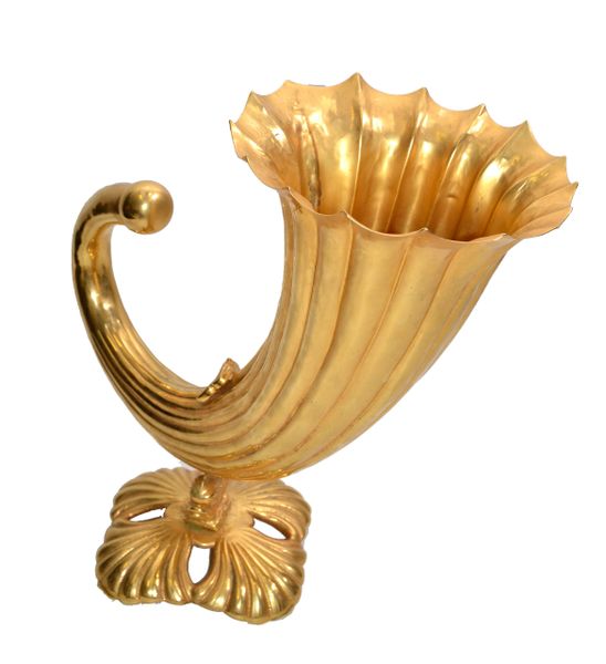 Fine Art Italian Gilt Bronze Cornucopia Vase Sea Serpent Decoration 20th Century