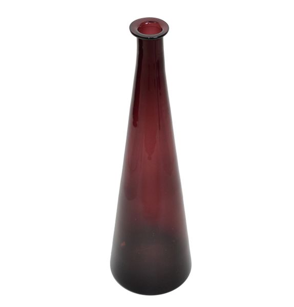 Marked Mid-Century Modern Blown Amethyst Purple Art Glass Vase or Decanter Italy