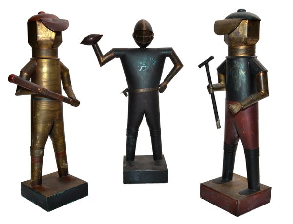 Set of 3 Sarreid Ltd Mexico Tin Metal Sports Player Team Mid-Century Modern