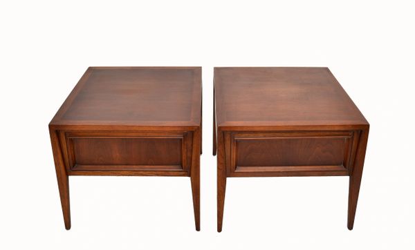 Vanleigh Walnut Night Stand, Bedside Tables American Mid-Century Modern - Pair