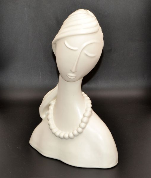 Art Deco Style Hagenauer Manner Ceramic Lady Bust Figurative Sculpture Haeger