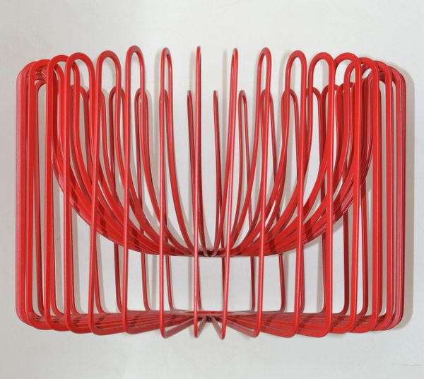 Scandinavian Modern Sculptural Red Metal Bowl, Centerpiece Made in Sweden 1980s