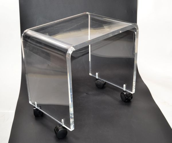 Mid-Century Modern Lucite Stool, Vanity Stool, Bench on Casters
