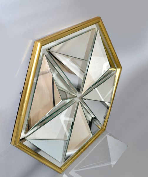 Diamond Shaped Faceted Octagonal Wall Mirror Thayer Coggin by Milo Baughman 1976