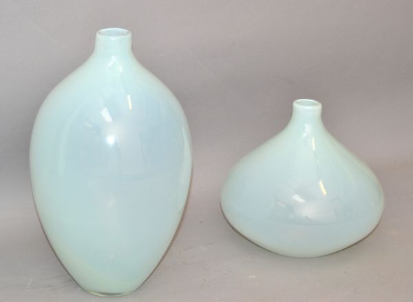 Set 2 Blenko Style Mid-Century Modern Hand Made Blown Art Glass Vessel, Vase