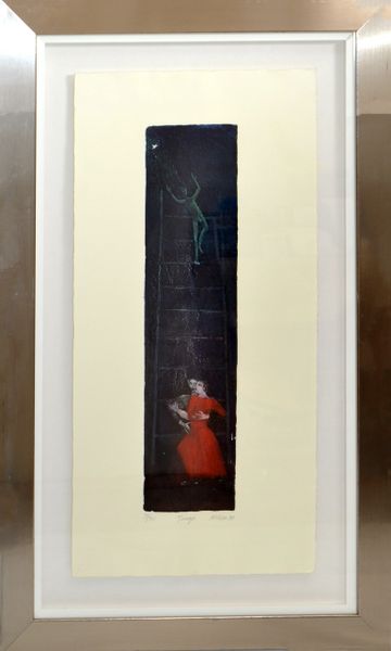 Signed Titled Tango Chrome Framed French Artist Signed Lithography Etching 1999