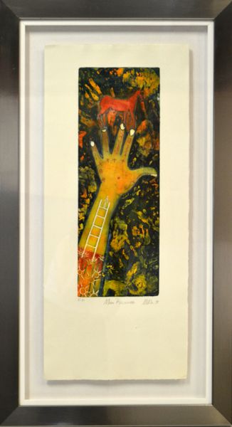 Signed & Titled Main Précieuse Chrome Framed French Artist Lithography Etching