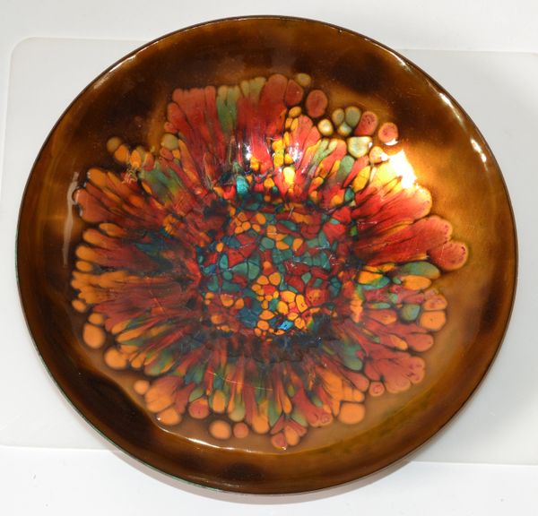 Vintage Kareka Enamel Over Copper Decorative Bowl, Plate, Centerpiece