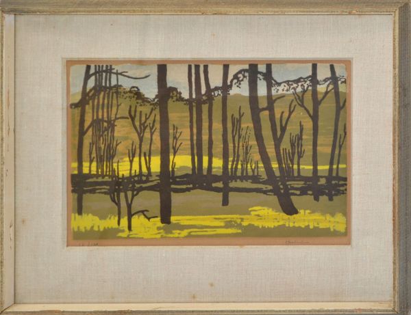 Vintage Signed Huerlin Golden Framed American Painting Landscape Scene Canvas