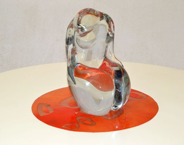 Elio Raffaeli Signed Clear Murano Glass Nude Woman Sculpture Figurine Italy  1980