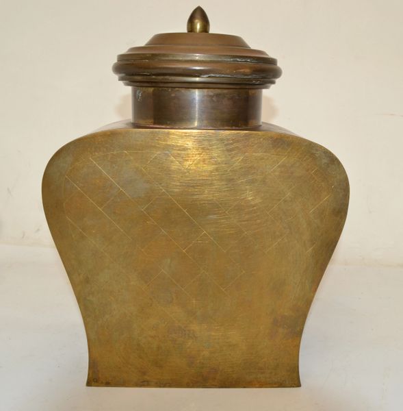 Lidded Tinned Brass Urn Asian Influenced Mid-Century Modern Vessel 1960