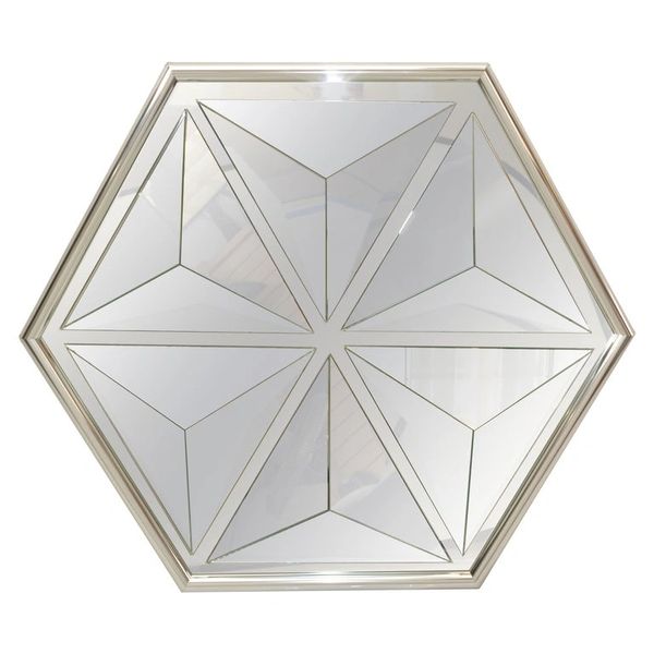 Thayer Coggin by Milo Baughman 1976 Diamond Shaped Faceted Octagonal Wall Mirror