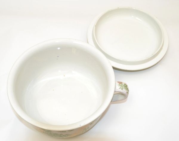 Set of 2 Antique Colonial Pottery Togo Set of 2 Deep Plate Shallow Bowl  Green Floral Transferware England Semi-porcelain Stoke DAMAGED 