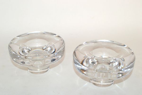 Scandinavian Modern Dansk International Pair of Lead Crystal Glass Candle Holder