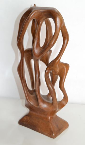 Reclaimed Wood Art Hand Carved Abstract Sculpture 'Natures Delight